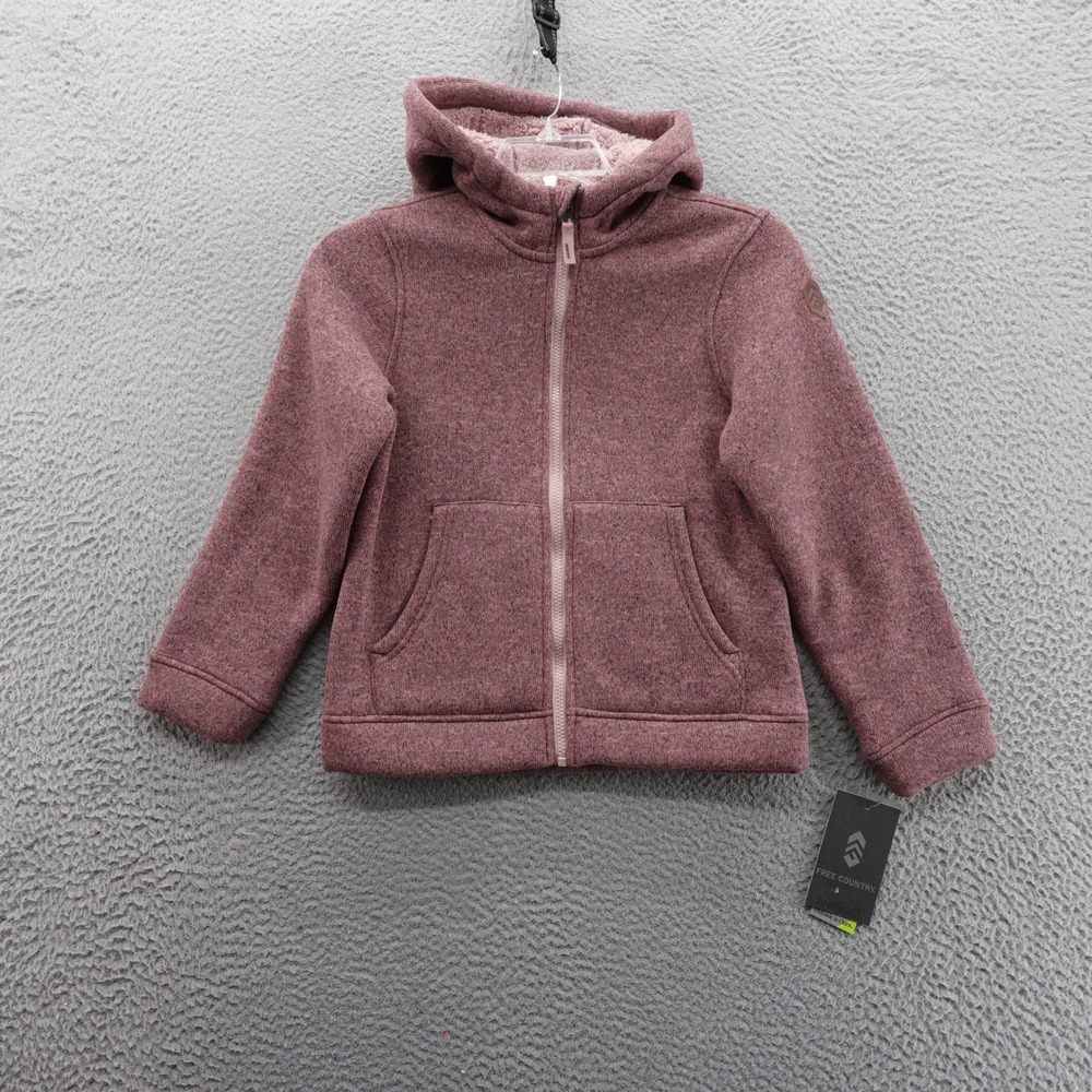 Free Country Youth Mountain Fleece Hoodie Jacket Medium 10/12 Blossom Pink NWT‎